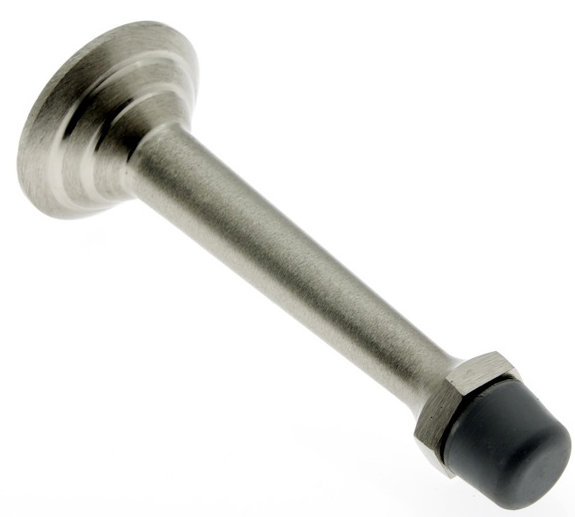 Solid Brass Ring Baseboard Stop, Satin Nickel