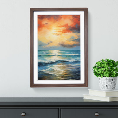 Seascape Tachisme No.2 - Single Picture Frame Print on Wood