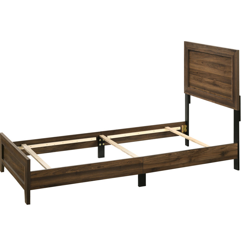 Lit simple à panneau avec placage au fini cerisier brun - Élégante pièce décorative en bois pour chambre à coucher, Brun