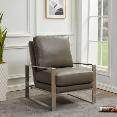 Lexington Avenue Leather Accent Armchair with Stainless Steel Frame by Hokku Designs