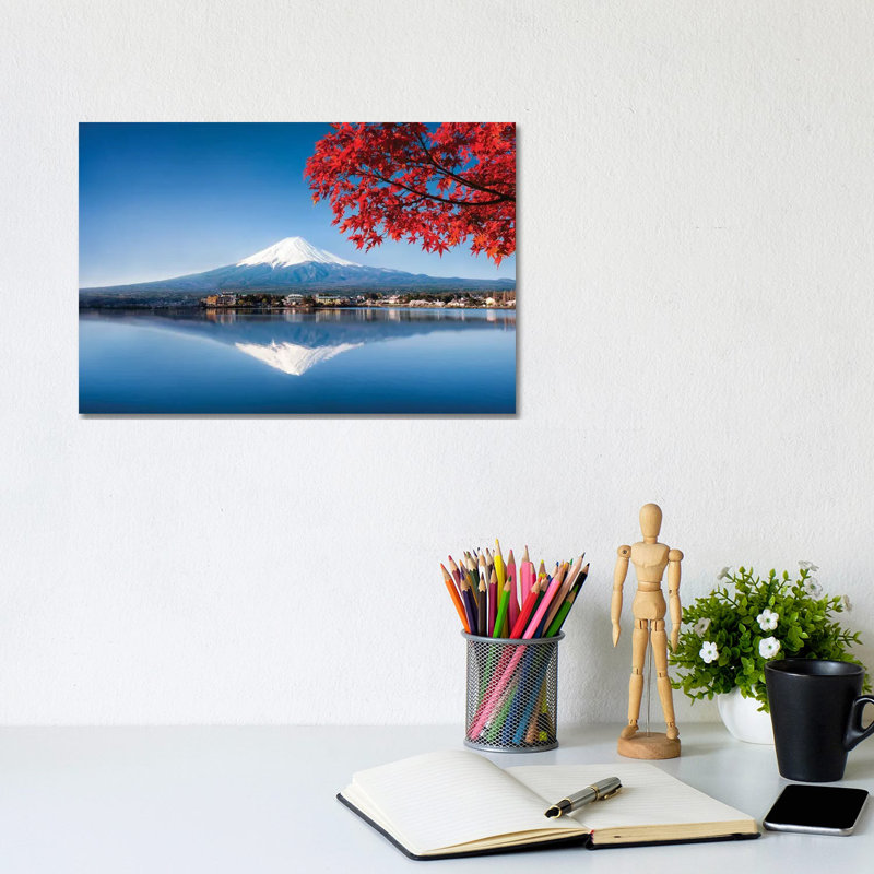 Mount Fuji At Lake Kawaguchiko In Autumn, Yamanashi Prefecture, Japan by Jan Becke - Wrapped Canvas Print