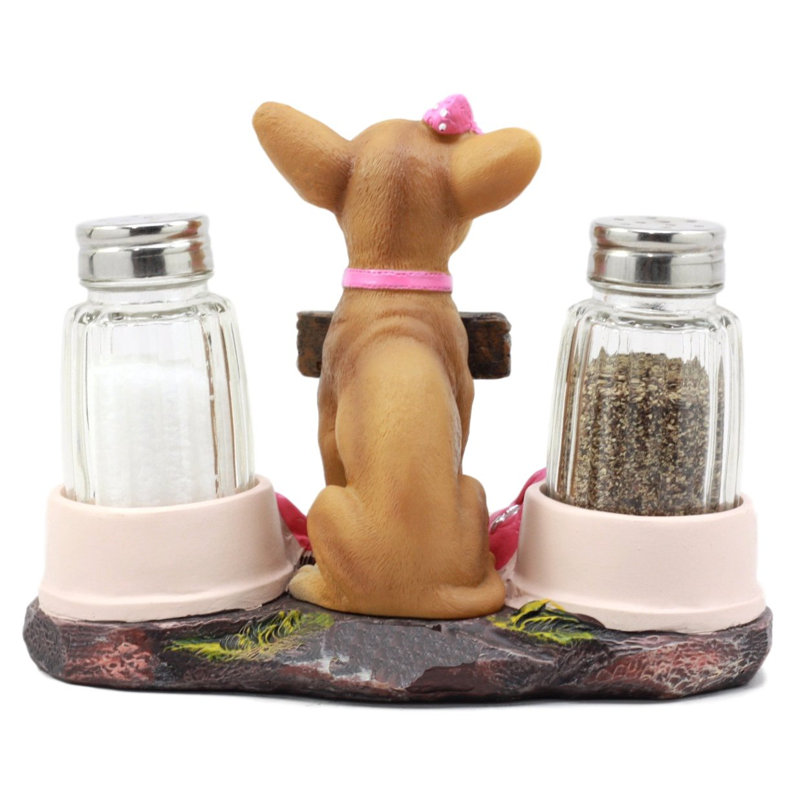 Ensemble de salière et poivrière en verre pour chihuahua Justene Trinx