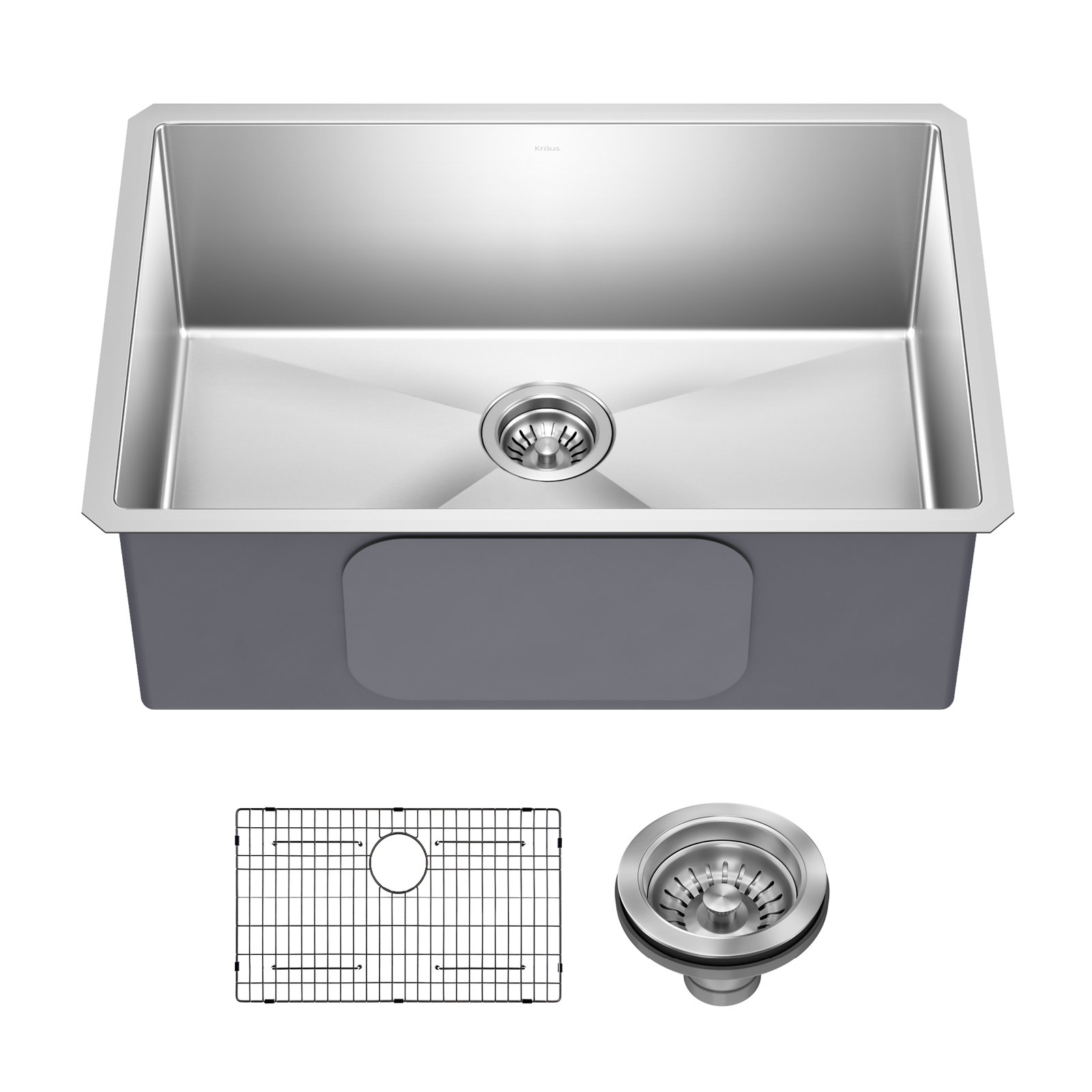 KRAUS Standart PRO™ Undermount 16 Gauge Stainless Steel Kitchen Sink, 10" H x 18" W x 28" L