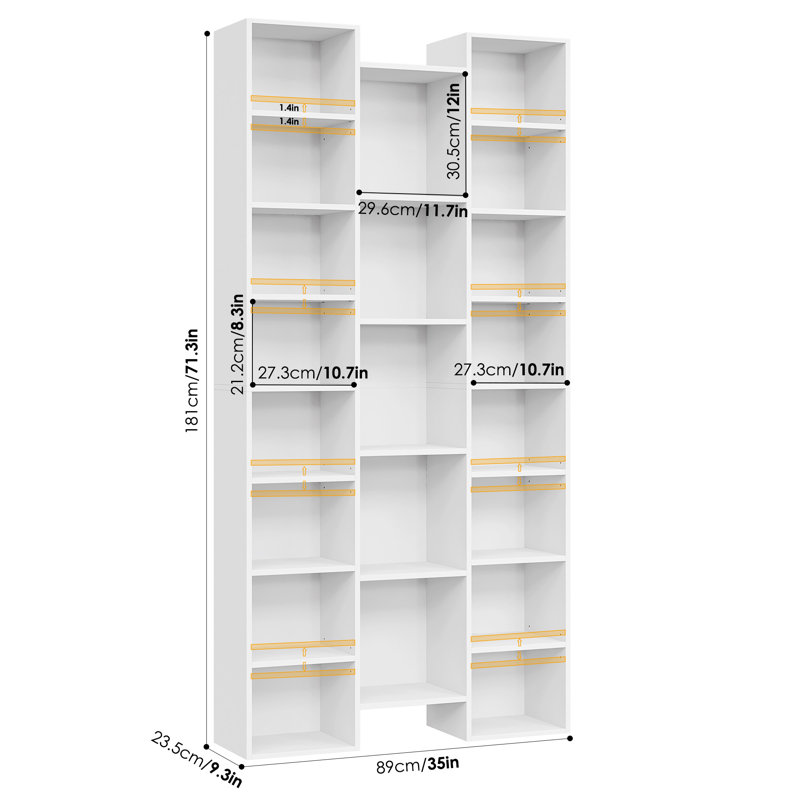 📖✨ 2-Pack 8-Tier Bookcase Set, 21-Cube Storage Bookshelves Unit With Adjustable & Removable Shelves, White