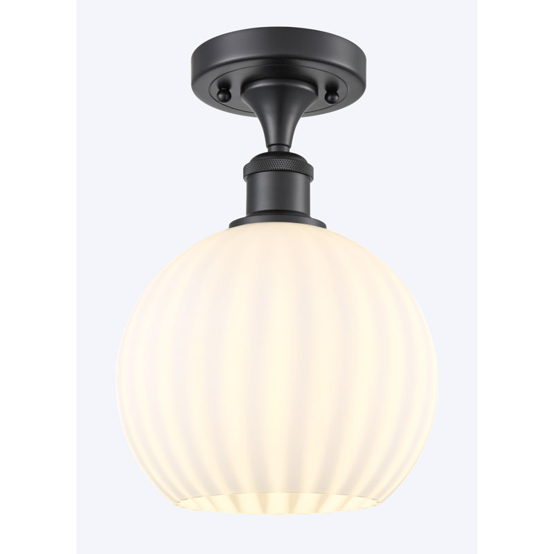 Plafonnier semi-encastré 1 lumière Ballston - Adriao, H 11,25 po x l 8 po x P 8 po, Noir mat