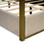 Grand lit plateforme à baldaquin avec tête de lit et structure en métal, beige