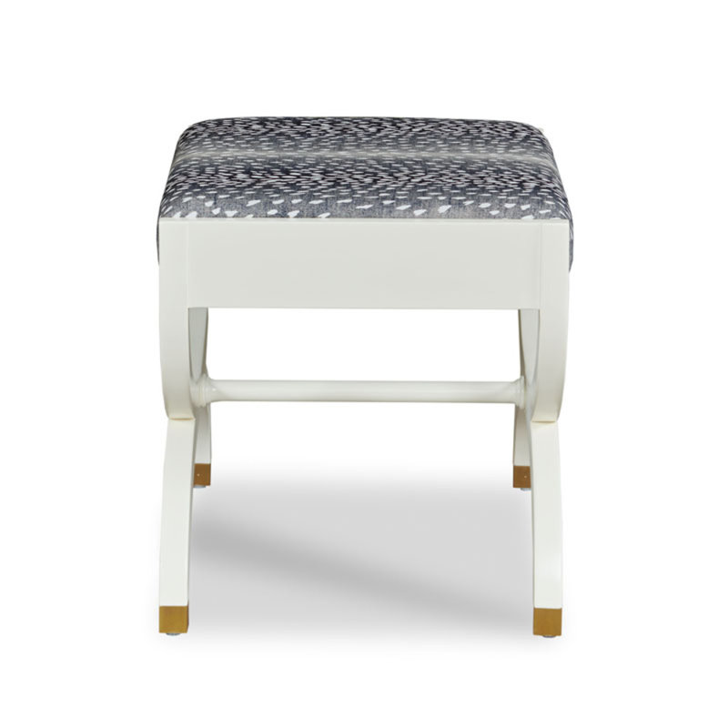 O'Brien Ottoman, Navy, White Dove
