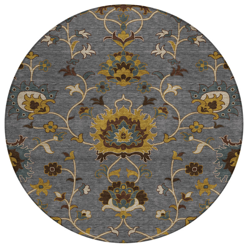 Machine Washable Indoor/Outdoor Chantille ACN2290 Global Rug, Round 8'