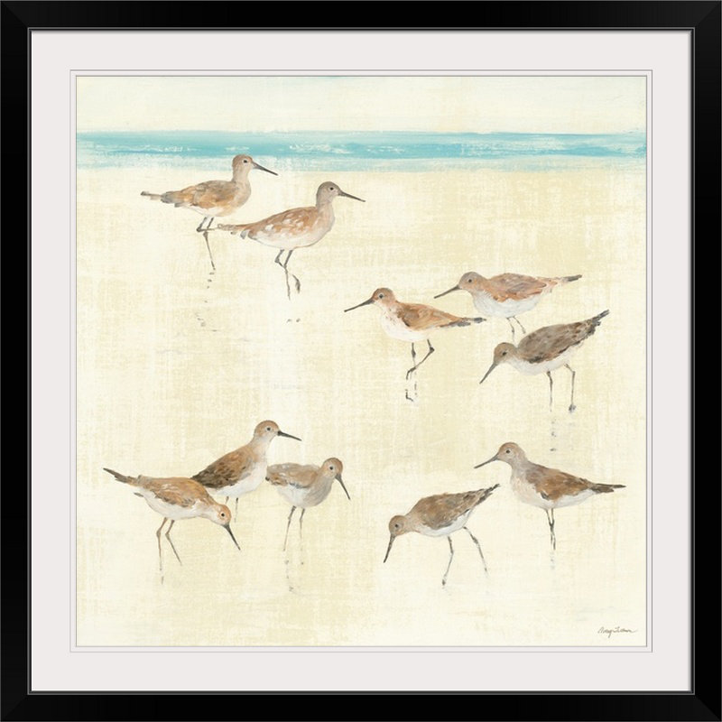 «Sandpipers» Butters, reproduction d'art, H 20" x l 20" x P 1", Cadre noir