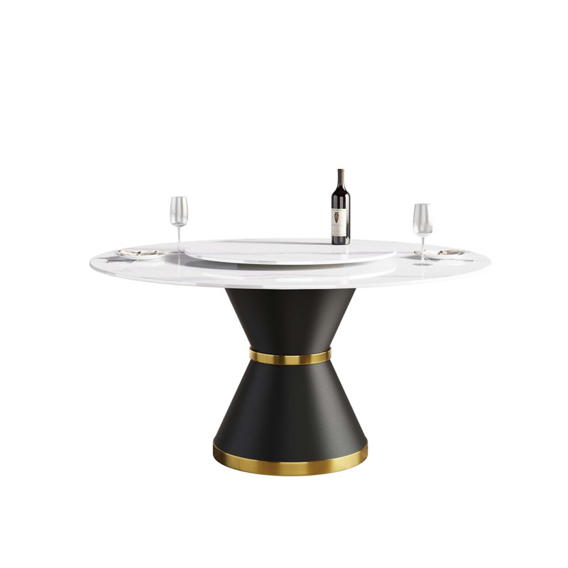 Marther rond 59,05 po, Mable blanc, Noir