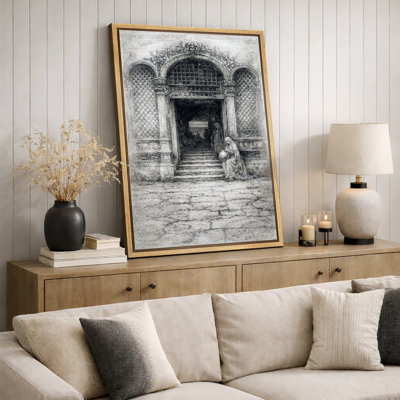 Vintage Architectural Artwork, Office Pictures, Framed Canvas Giclee Print Wall Art