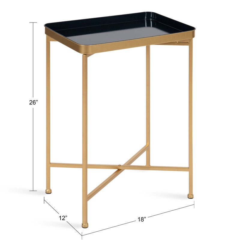 Ekta Tray Top End Table, Navy Blue, Gold