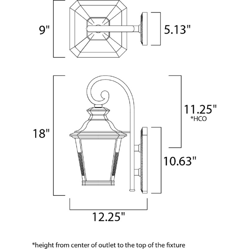 Monette Aluminum Wall Light, 18.5" H x 9" W x 12.25" D