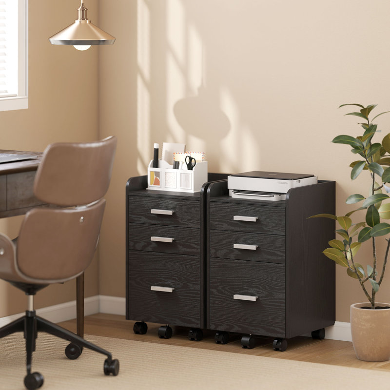 39.2cm Wide 3 -Drawer File Cabinet, Black