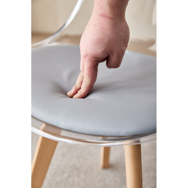 42.5cm H Leather Upholstered Full Back Side Chair, Grey