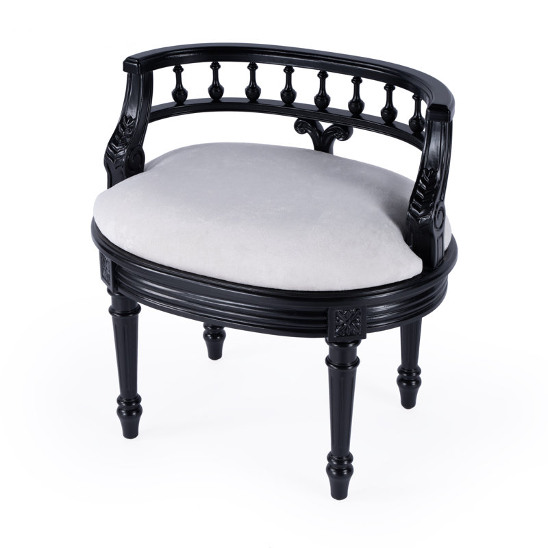 Jules Upholstered Vanity Stool, Black
