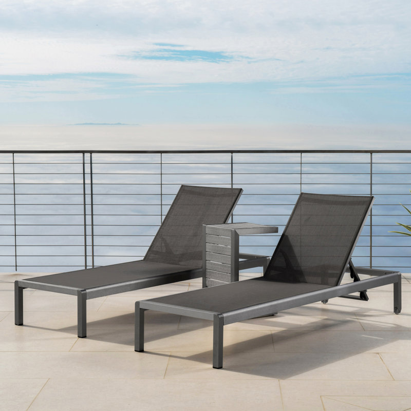 Caggiano Reclining Chaise Lounge with Table