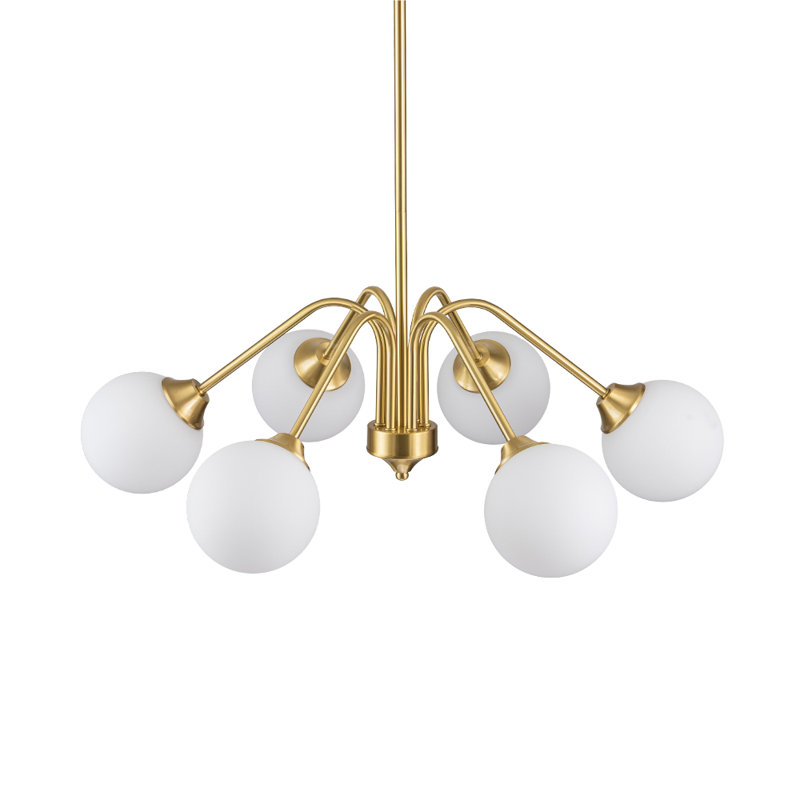 6 - Light Sputnik Chandelier with Glass Accents
