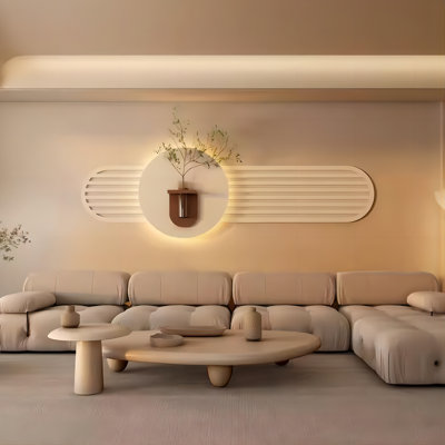 47.24"White and coffee-colored PVC Schwa decorative panel painting