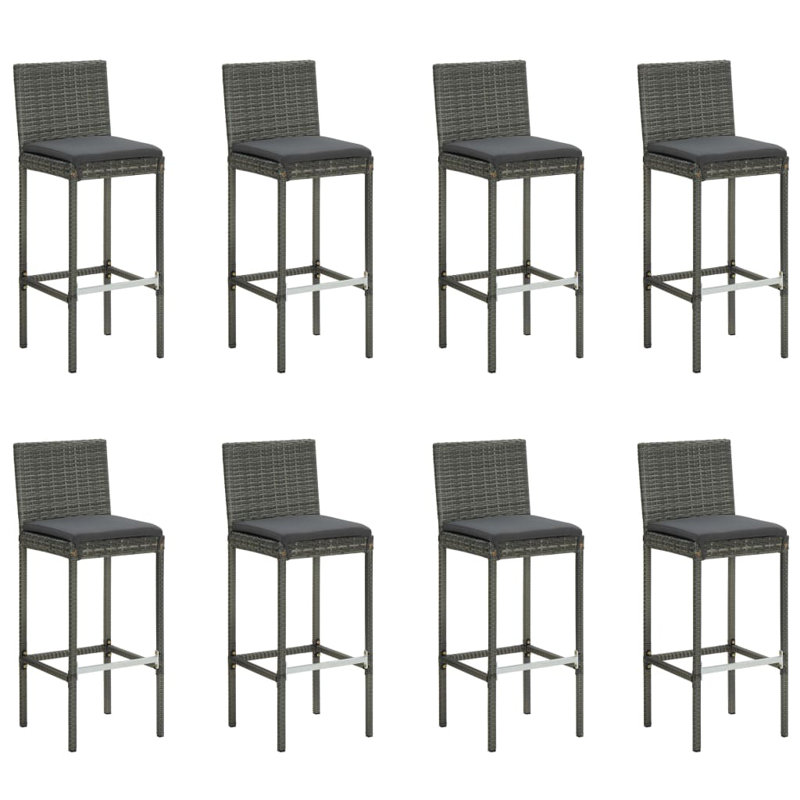 Ensemble de bar d'extérieur 9 pièces avec coussins anthracite Vidaxl, Structure grise / coussin anthracite