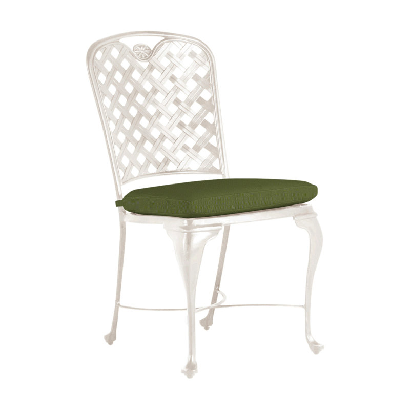 Provance Patio Dining Side Chair with Cushion, Ancient Earth, No Welt, Linen Forest