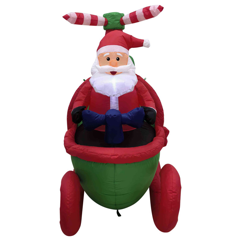 Lighted Inflatable Santa With Helicopter Outdoor Christmas Decoration -7'