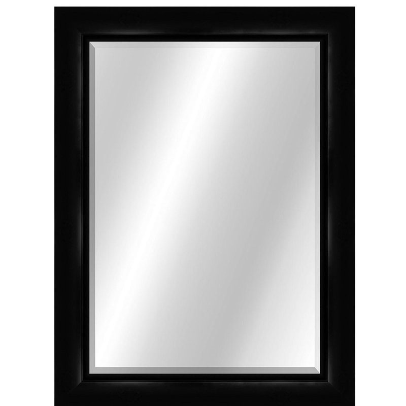 Wood Wall Mirror, Matte Black, 50" x 32"