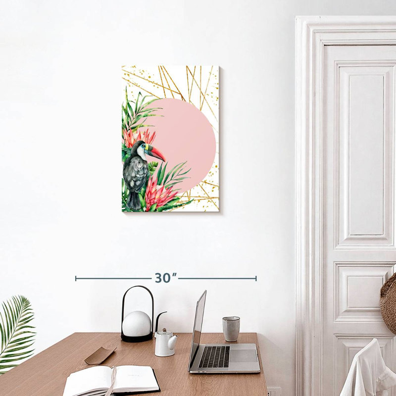 Toucan tropical à bec rouge, H 24 po x l 16 po