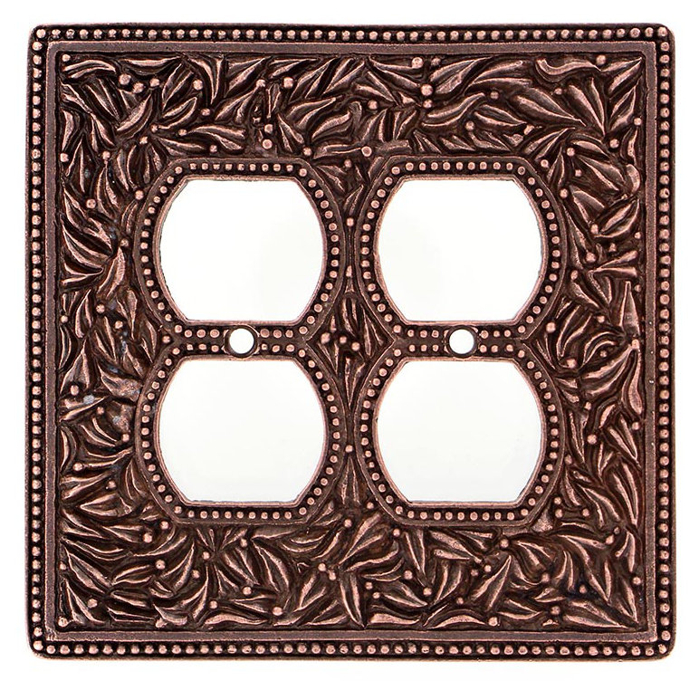 San Michele 2-Gang Duplex Outlet Wall Plate, Antique Copper