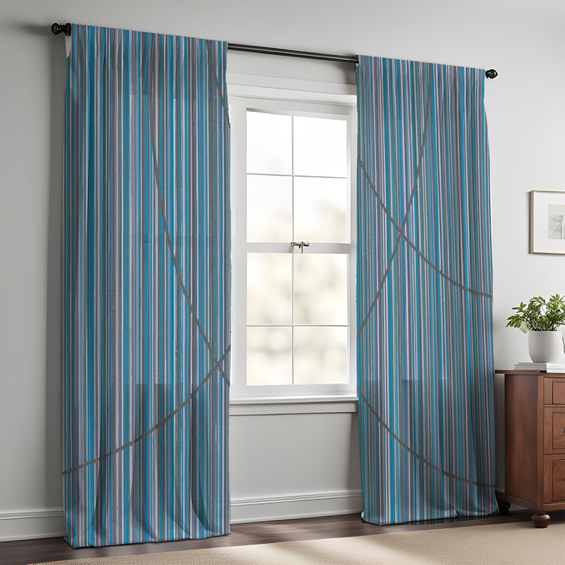 Paire de rideaux semi-transparents en polyester Savvas, L 56 po x H 78 po