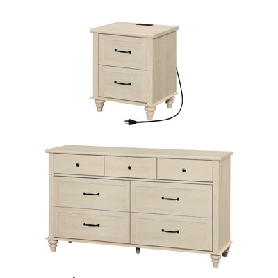 Jahmaree Bedroom Set - Includes 7 Drawer Dresser For Bedroom, Nightstand With Charging Station & Drawers, Dresser And Nightstand Sets by Winston Porter