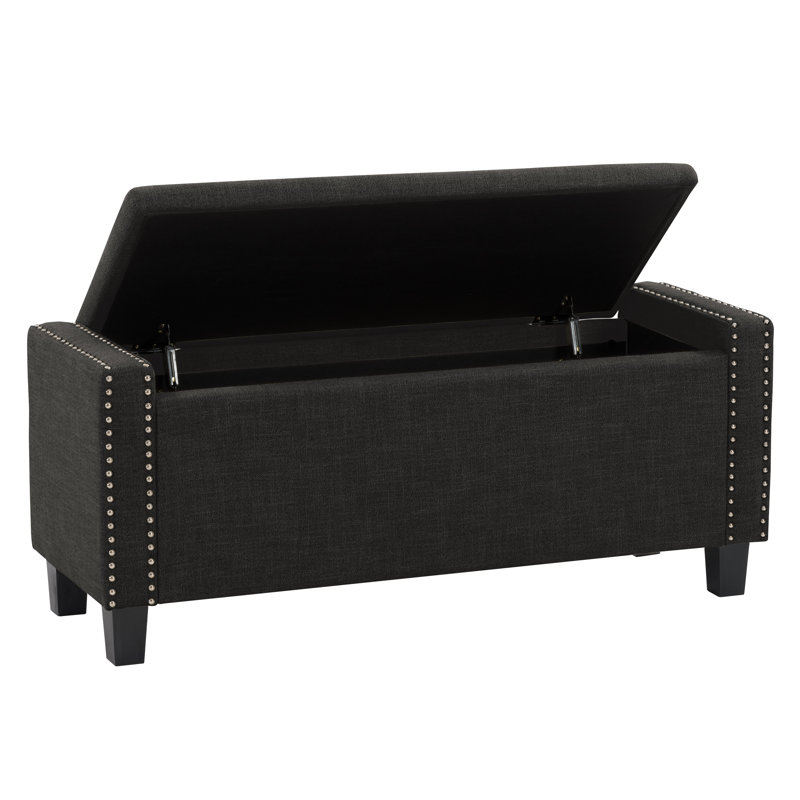 Thane Polyester Upholstered Storage Bench, Dark Gray
