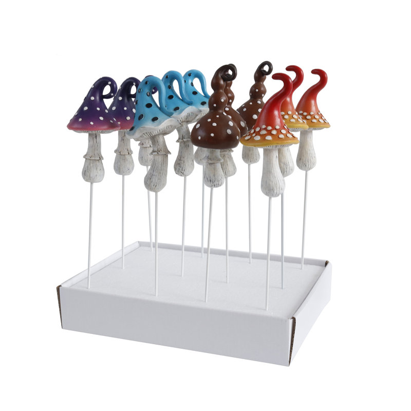  Resin Mini Mushroom Picks In Display S/12 Home Decorations Spring