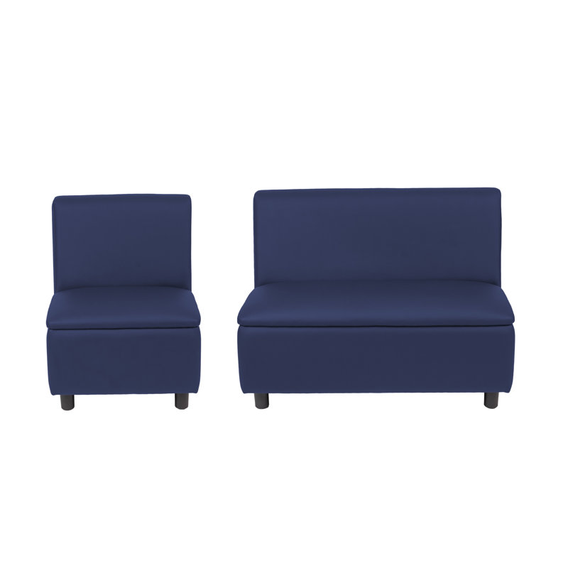 Kid Comfort Collective Modular Chair and Sofa, 2-Piece Set - Navy, Navy