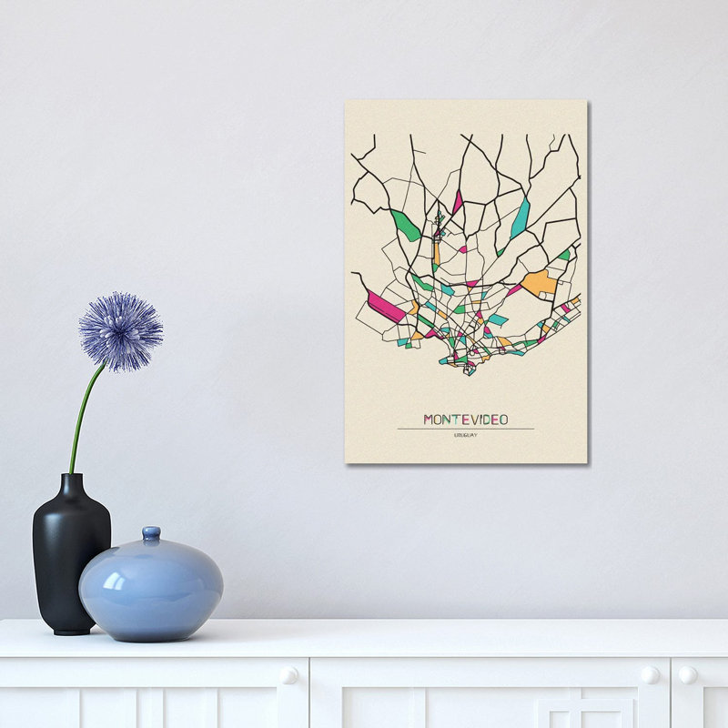 Montevideo, Uruguay Map by Ayse Deniz Akerman - Wrapped Canvas Print, 30.48 cm H x 45.72 cm W