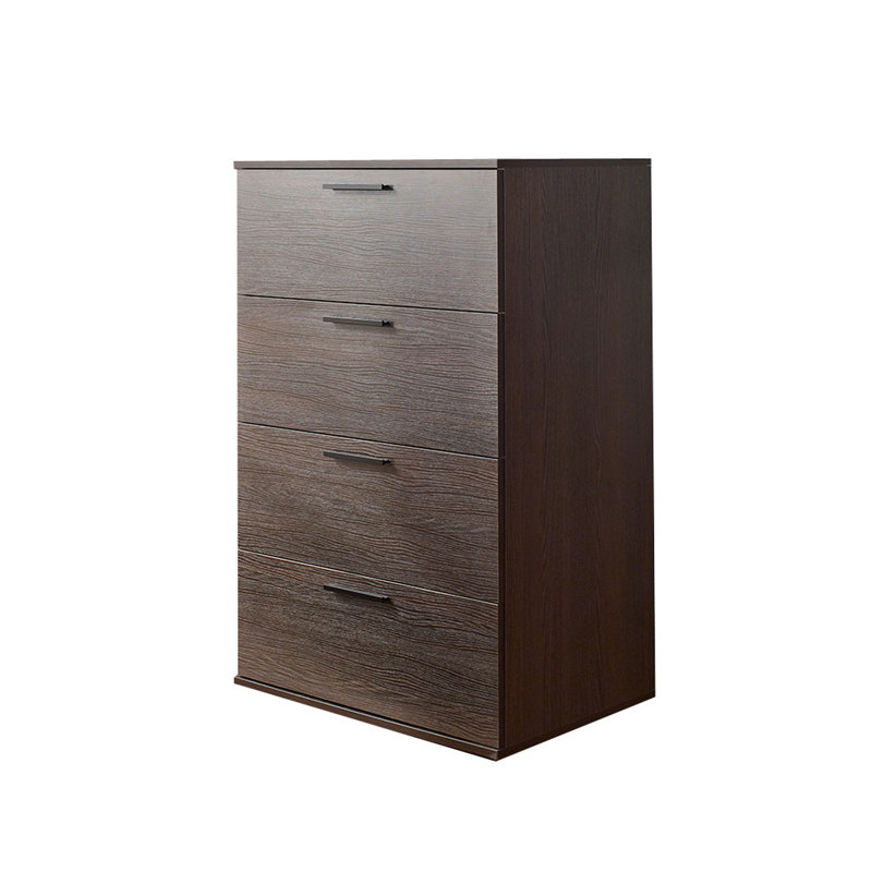 Levy Tall Dresser Chest, 4 Jumbo Drawers, Farmhouse Wood Finish, Brown