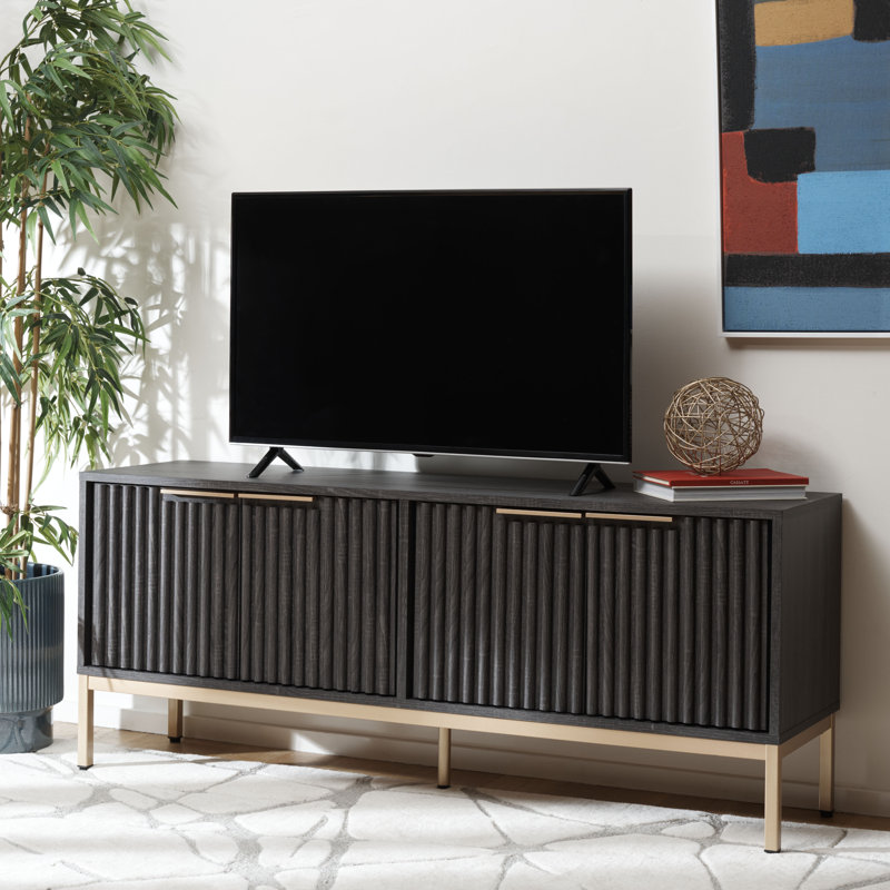 Storage TV Stand, Distressed Black