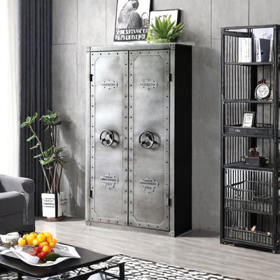 Industrial Iron Cabinet With Unique Handles 39.37