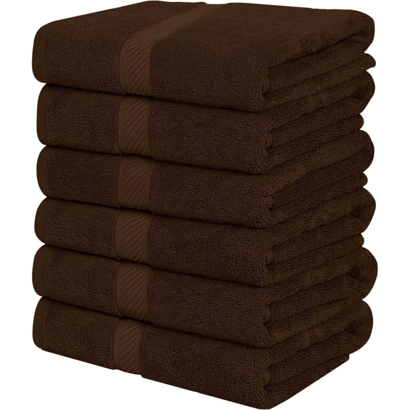 Ensemble de 6 serviettes pour salle de bain Cassada, Brun foncé