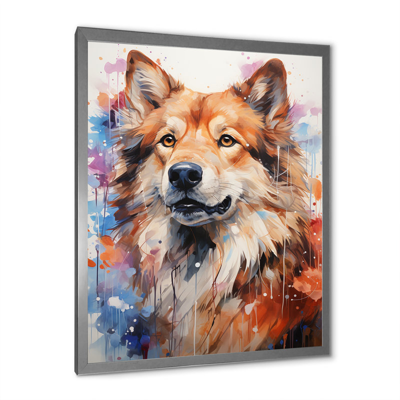 Chien, Akura Aura I, art mural sur toile, Cadre simple argenté, H 40 po x l 30 po x P 1,5 po