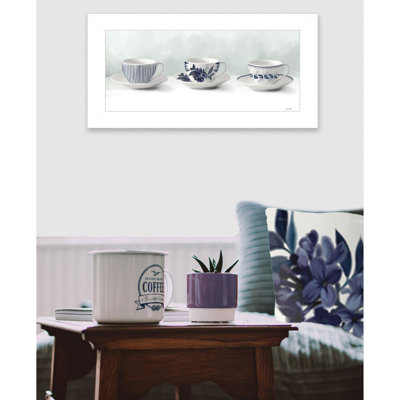 "Cups  & Saucers" By House Fenway, Ready To Hang Framed Print, White Frame
