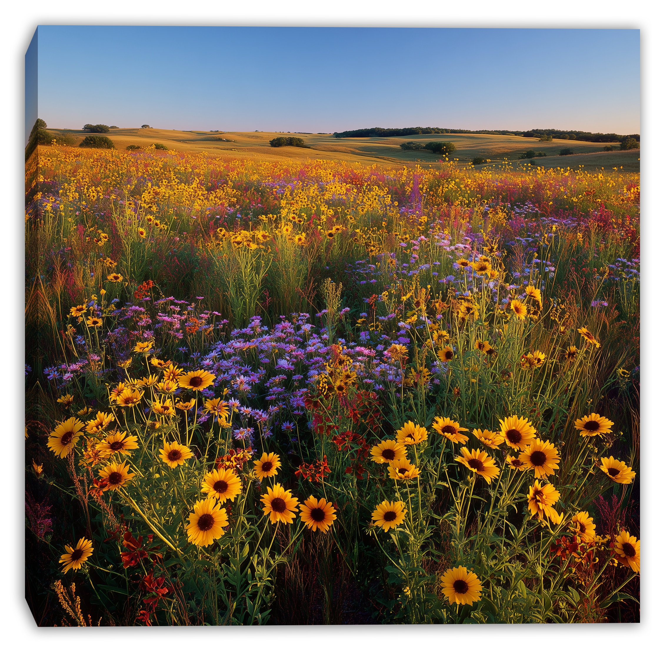 Praire Field Spring Ophelia & Co. Golden Prairie Field Wrapped Canvas Wall Art | Wayfair