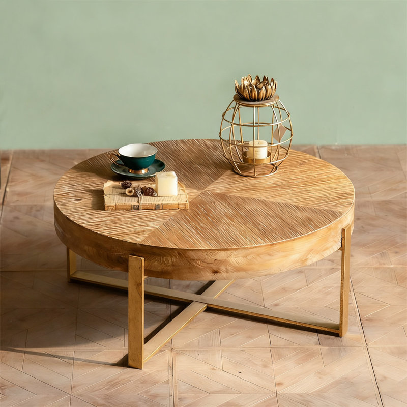 Retro Solid Wood Round Coffee Table