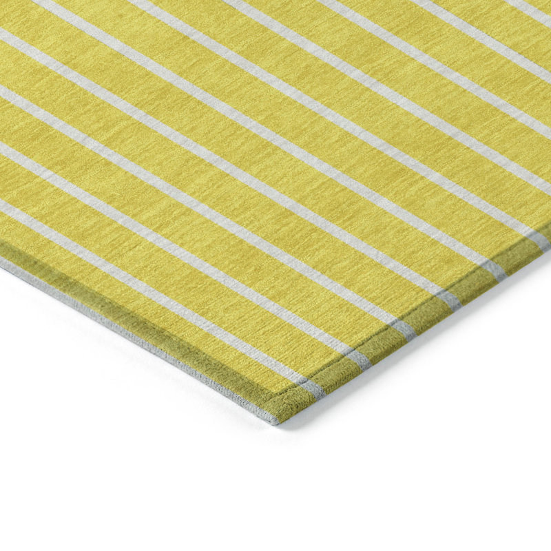 Machine Washable Indoor/Outdoor Chantille ACN994 Yellow Area Rug, Rectangle 5' x 7'6"