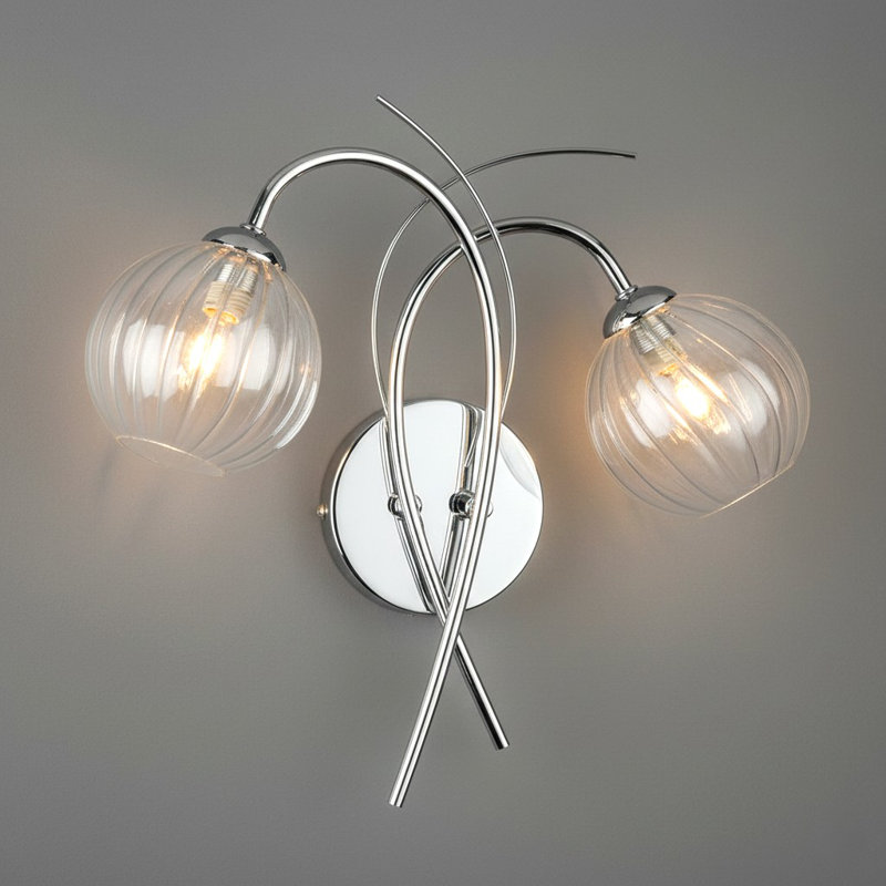 Armed Sconce, Chrome, Clear