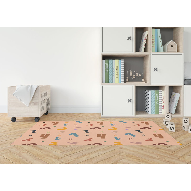 Tapis de jeu Numéros, Pêche / orange, Rectangulaire 2 pi x 3 pi