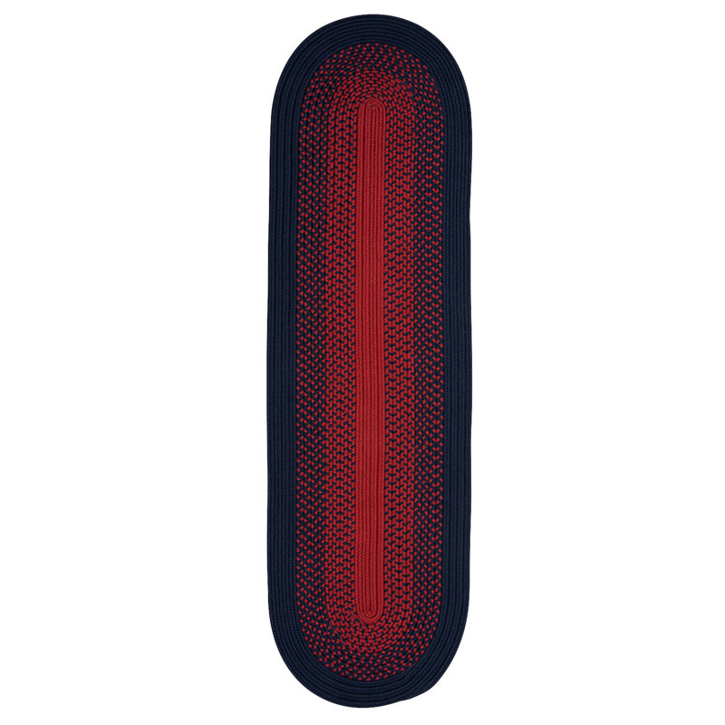 Tapis intérieur / extérieur bleu marine / rouge Hereth, Tapis de couloir 2 pi x 11 pi