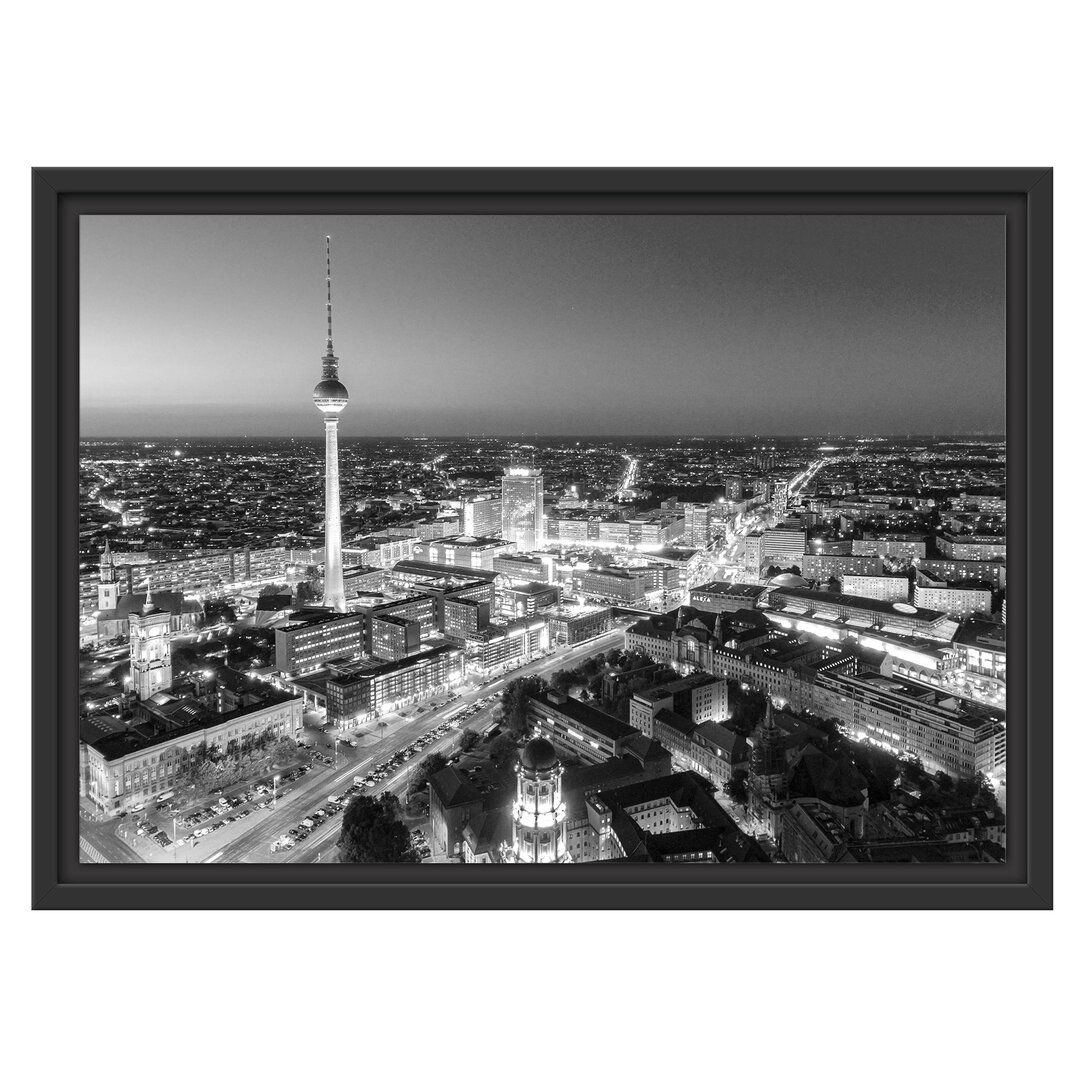 Gerahmtes Wandbild Berlin City Panorama Kunst B&W