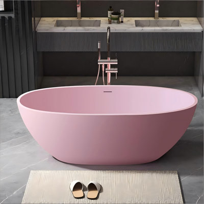 62.99"x30.71"Artificial Stone Oval Freestanding One-piece Bathtub for Home Use