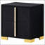 Table de chevet chic 2 tiroirs avec finition noire et accents dorés, parfaite pour un rangement et une présentation élégants